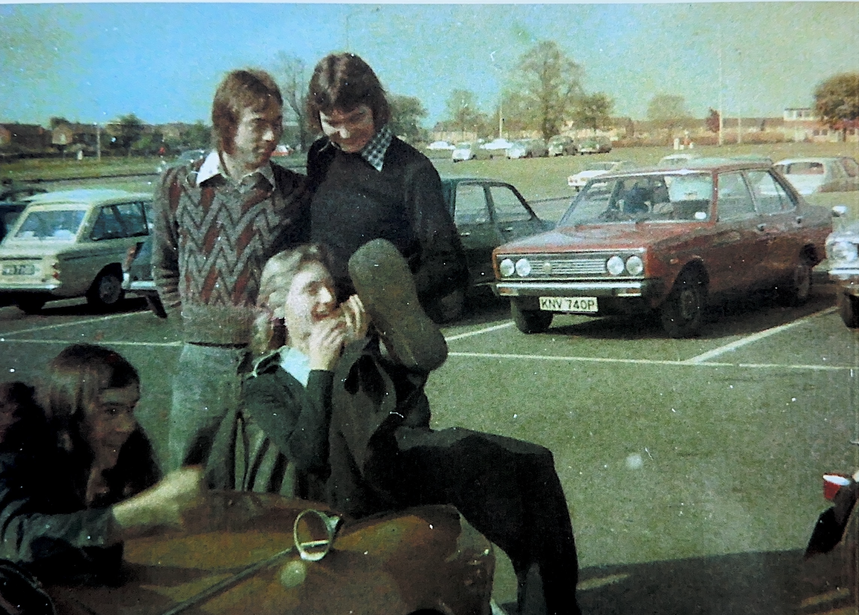 Photo of the first four Northampton College students, taken in 1973.