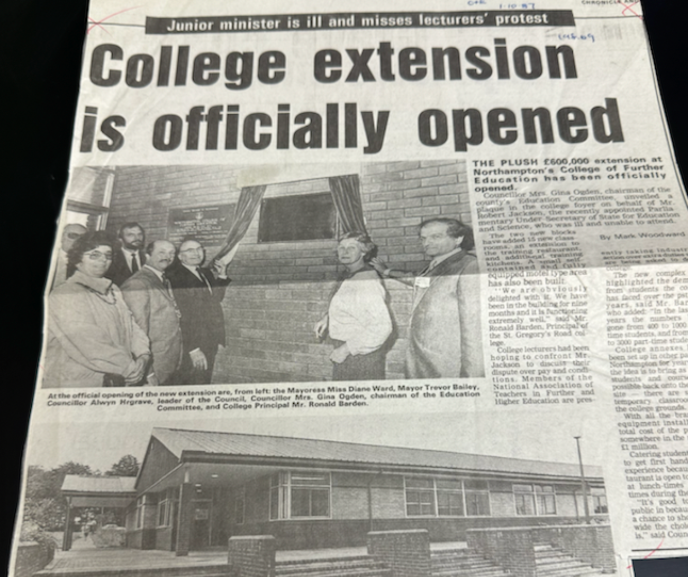 Coverage of the opening of our first extension at Booth Lane in 1987, from the Chronicle and Echo.