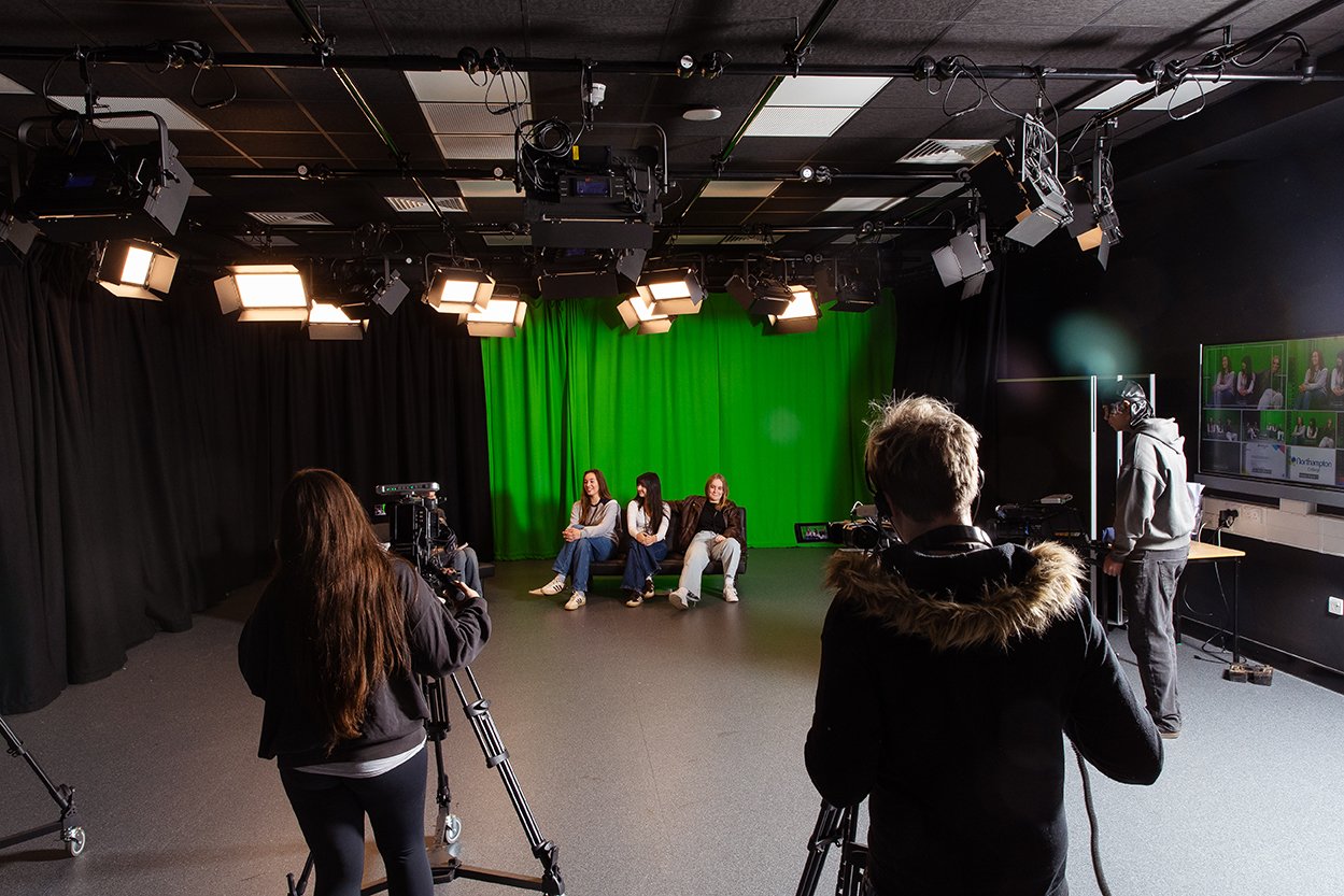 Group of students in a media room