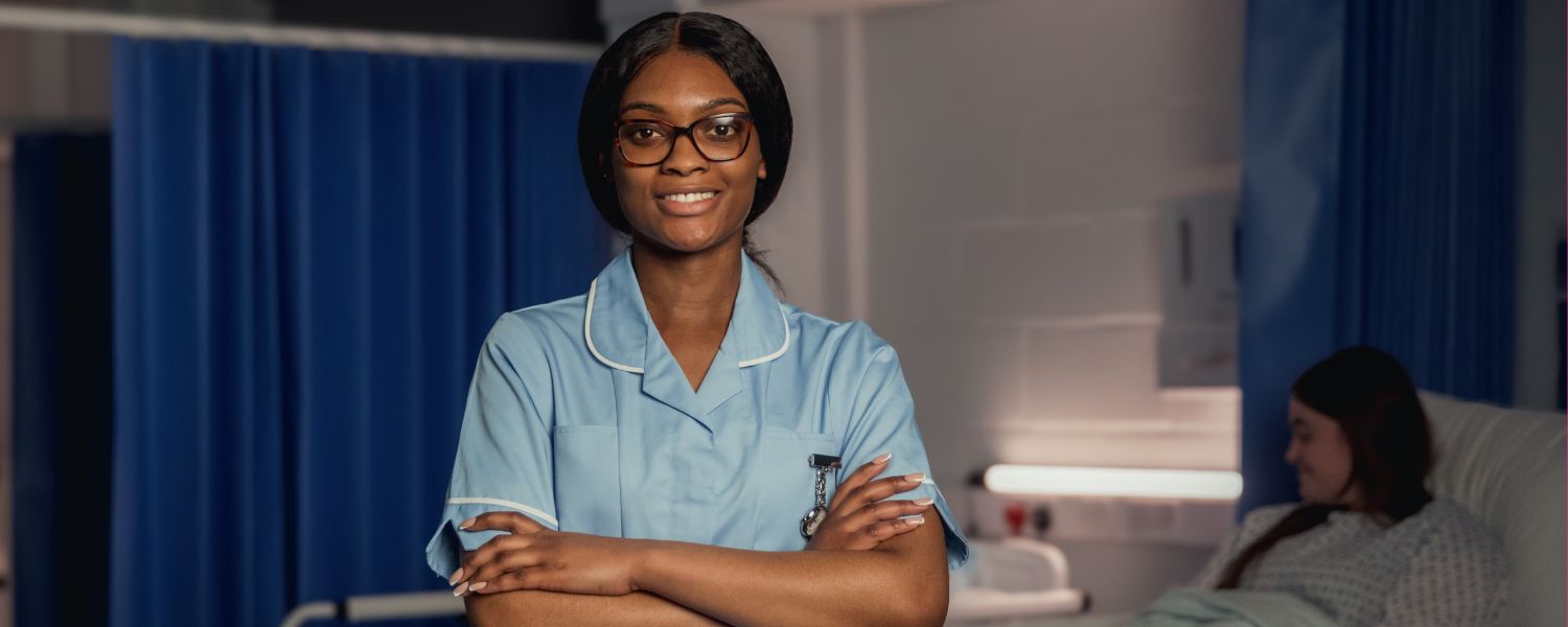 Health care student poses on-the-job