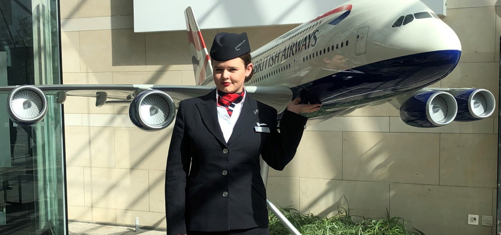 Malgorzata posing in her British Airways uniform