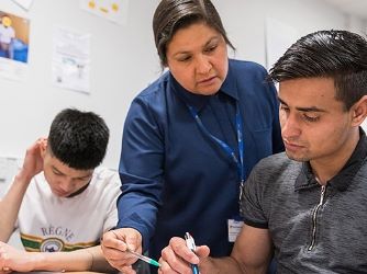 ESOL students in the classroom with their teacher