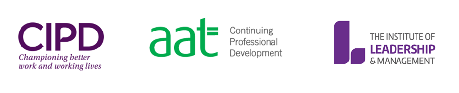Logos for CIPD, AAT and ILM
