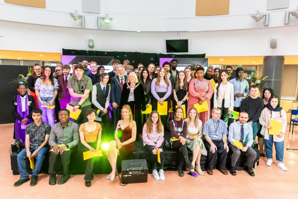 Award winners at our Booth Lane pose together along with the Mayor and Mayoress of Northampton and the Vice Lieutenant