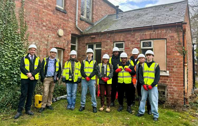 Northampton College T Level surveying students have started preparing the site for work on the derelict cottage at Delapré Abbey.
