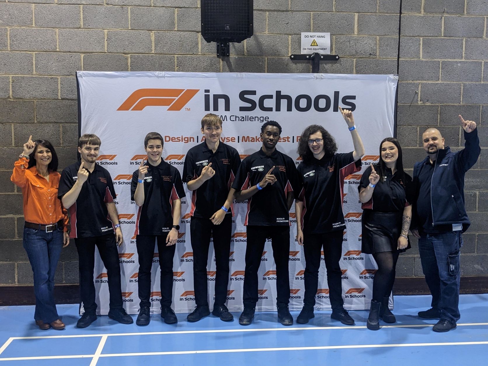 The winning team pose at the F1 in Schools Regional Finals