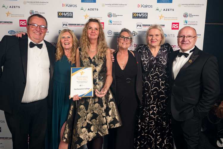 Staff pose with their award at the Northamptonshire Business Education Awards