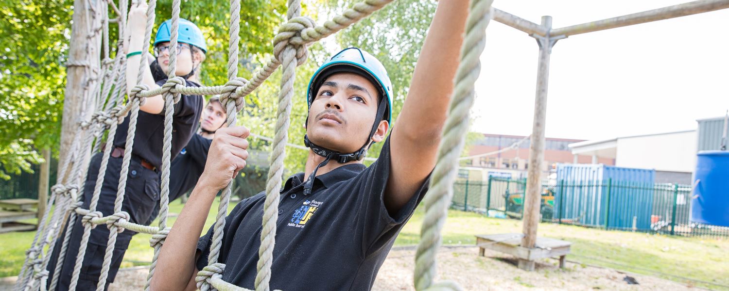 A Public Services student takes part in a practical activity